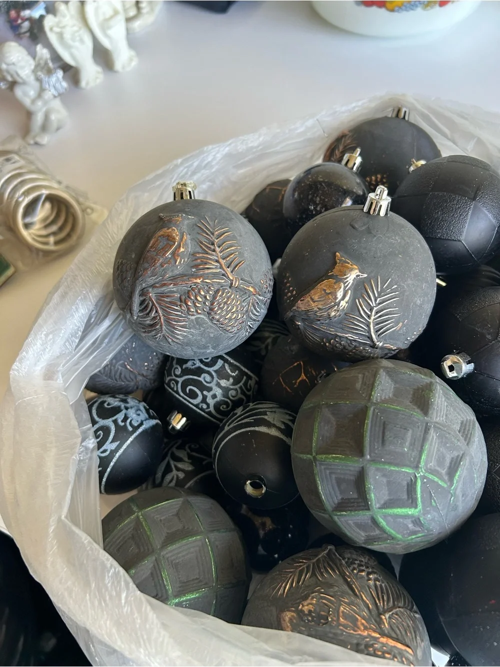 Black Holiday Glass Ornament Ball Set - Classic Matte Finish